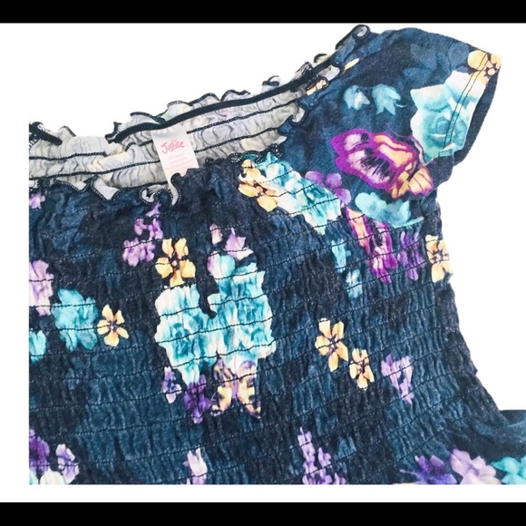 JUSTICE Off Shoulder Top/Blouse With Scalloped Trim & Ruched Waist Blue Girls 8Y - Picture 4 of 12